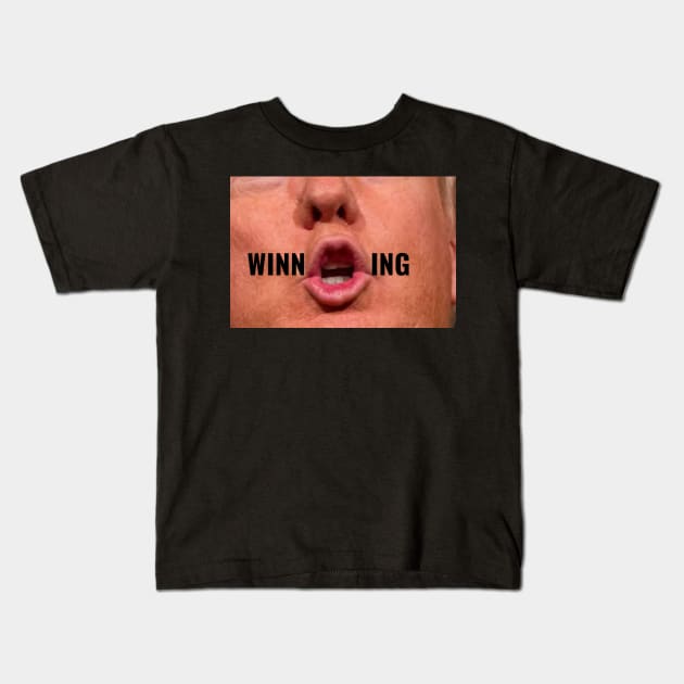 Funny Donald Trump Saying WINNING Facemask Political Humor Kids T-Shirt by gillys